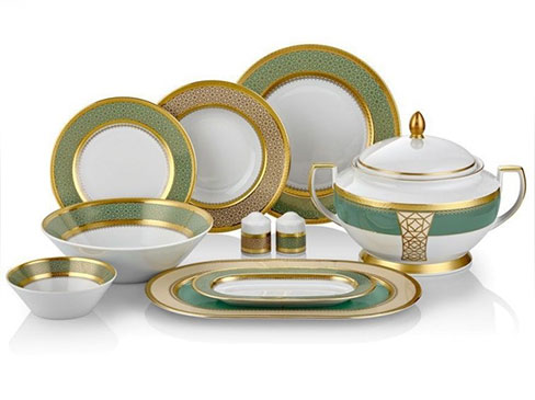 59 pieces gold plated dinner set